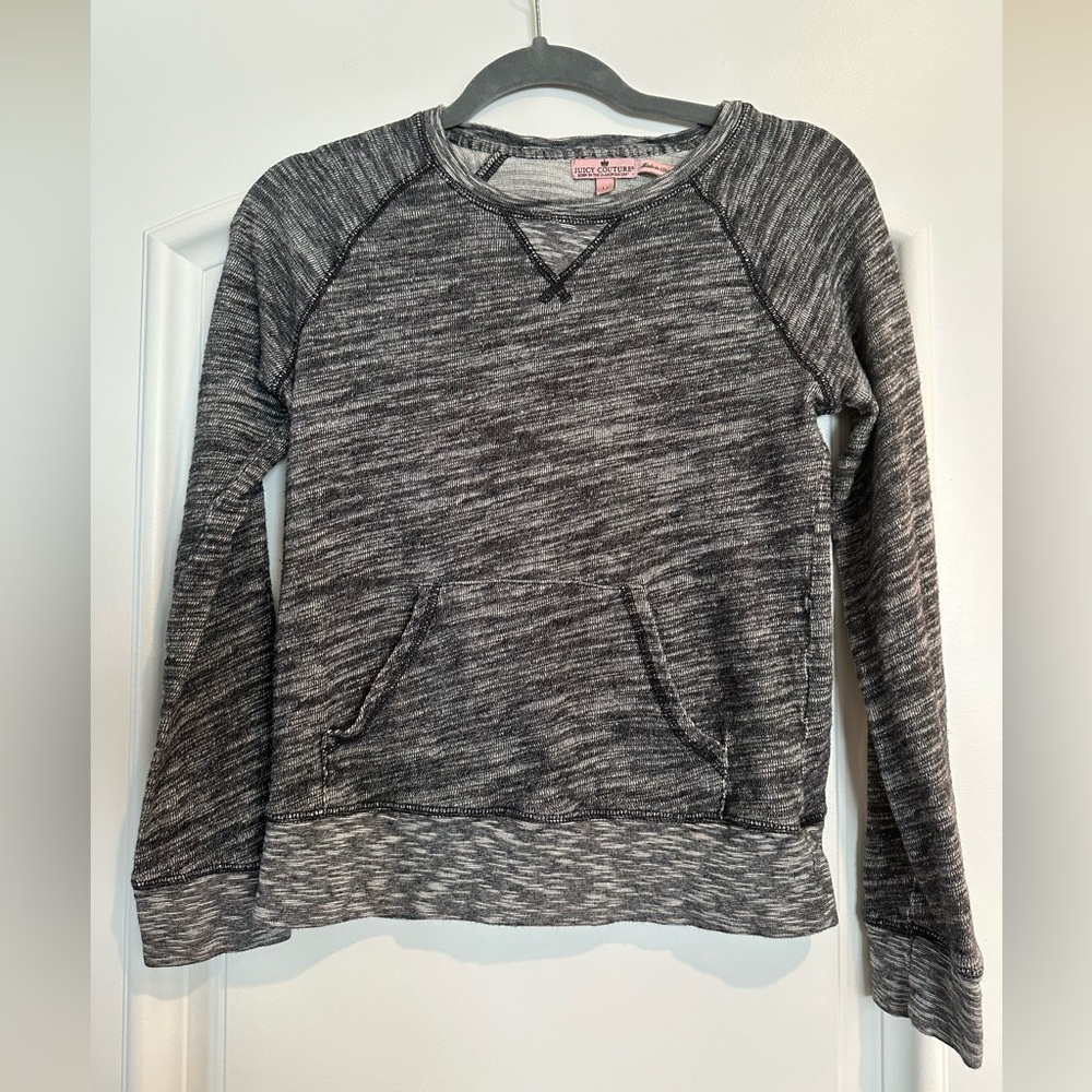Juicy Couture Kids gray long sleeve top with kangaroo pocket size 14